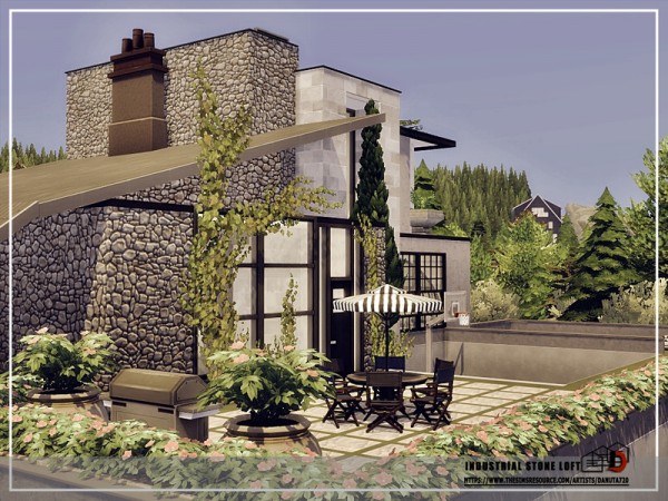  The Sims Resource: Industrial stone Loft by Danuta720