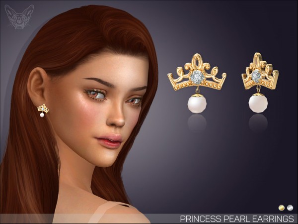  The Sims Resource: Princess Pearl Earrings by feyona