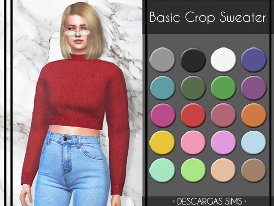  Descargas Sims: Basic Crop Sweater