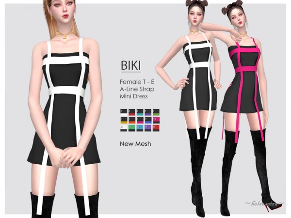  The Sims Resource: BIKI   Strap Mini Dress by Helsoseira