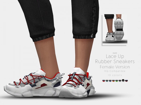  The Sims Resource: Lace Up Rubber Sneakers for her by DarkNighTt