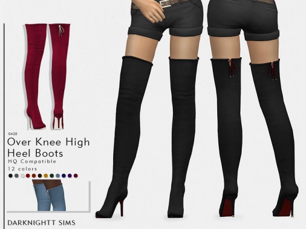  The Sims Resource: Over Knee High Heel Boots by DarkNighTt