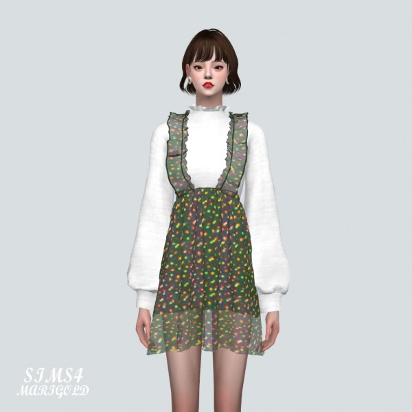 SIMS4 Marigold: Spring Chiffon Frill Mini Dress V2