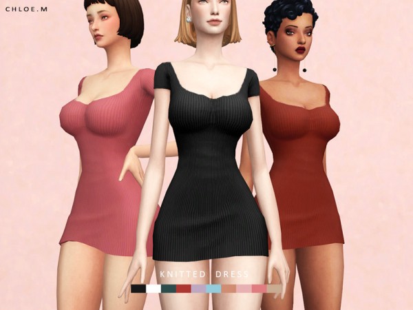  The Sims Resource: Knitted Dress 03 by ChloeM