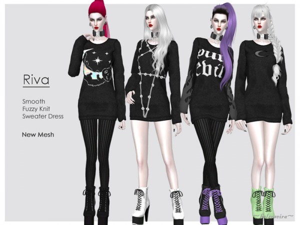  The Sims Resource: RIVA   Witch Sweater Dress by Helsoseira