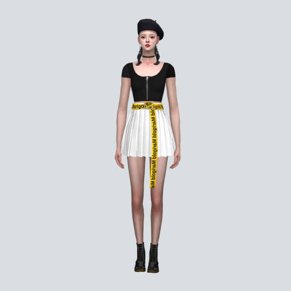  SIMS4 Marigold: Pleats Skirt with Marigold Belt H V
