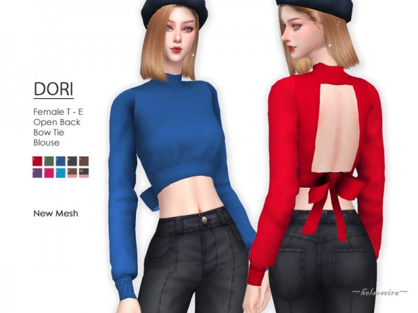  The Sims Resource: DORI   Bow Tie Blouse by Helsoseira