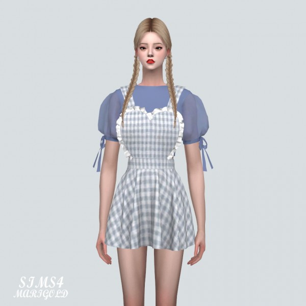  SIMS4 Marigold: Frill Heart Suspender Mini Dress With Puff Top