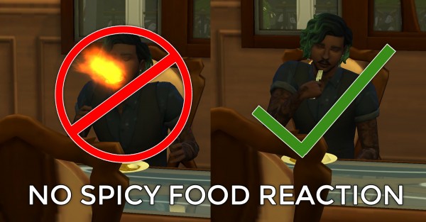  Mod The Sims: No Spicy Food Reaction by RobinKLocksley