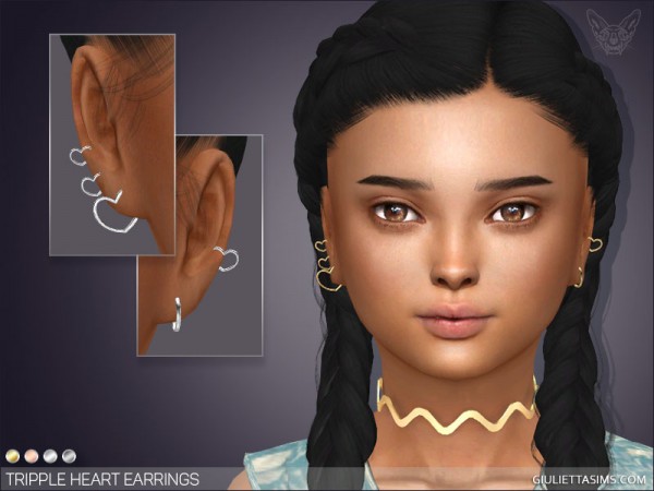 Giulietta Sims: Triple Heart Earrings For Kids