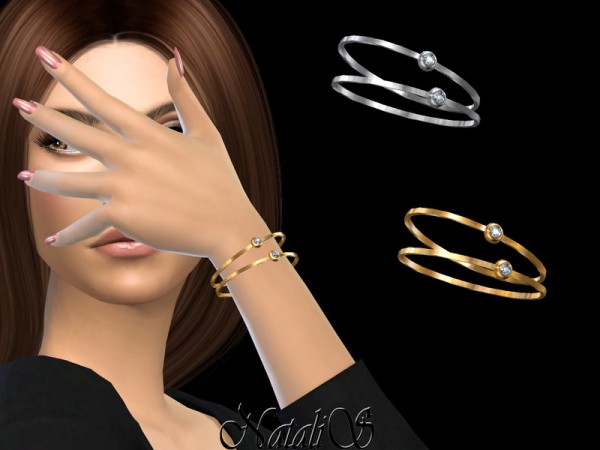  The Sims Resource: Double wire bracelet with diamond by NataliS
