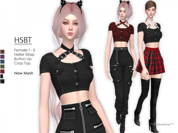  The Sims Resource: Halter Crop Top by Helsoseira