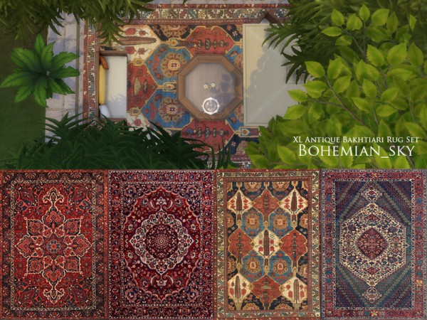  The Sims Resource: Antique Bakhtiari Rug Set by Bohemian sky