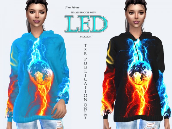  The Sims Resource: Hoodie with LED backlight Fire and Water by Sims House