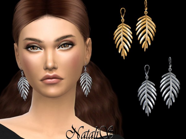  The Sims Resource: Palm leaf earrings by NataliS