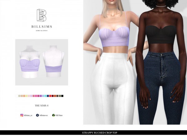  The Sims Resource: Strappy Ruched Crop Top by Bill Sims