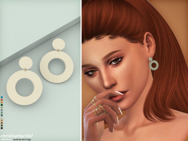  The Sims Resource: Audrey Earrings by Christopher067