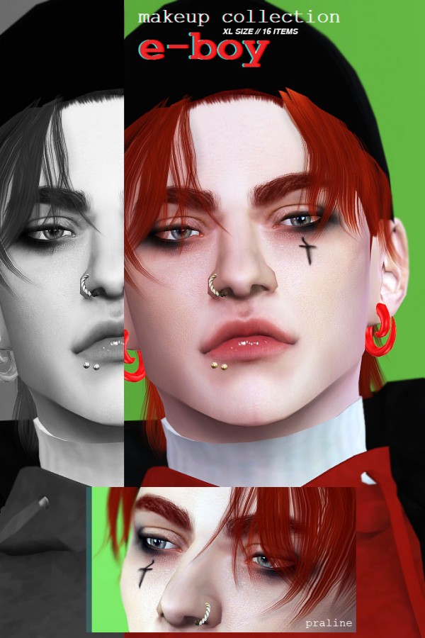  Praline Sims: E Boy Makeup Collection