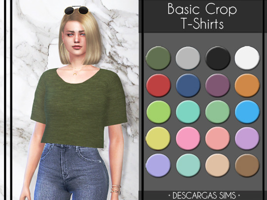 Descargas Sims: Basic Crop T Shirts