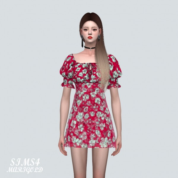  SIMS4 Marigold: A Flower Summer Mini Dress