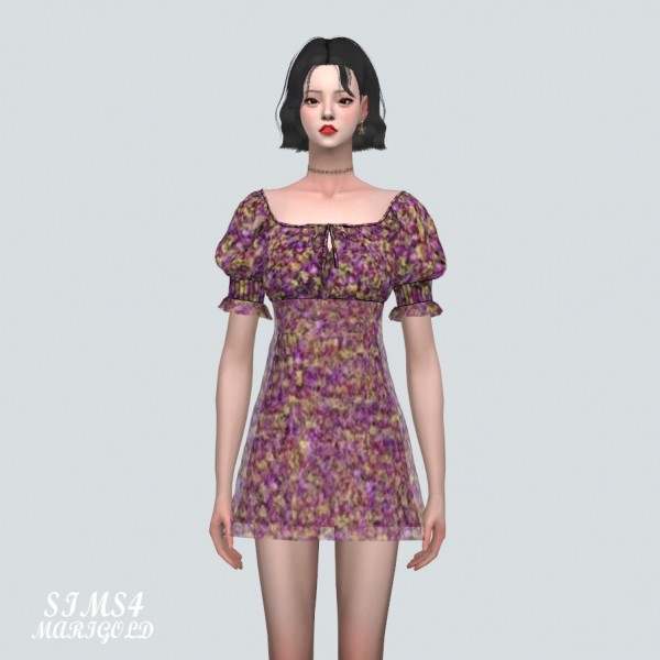  SIMS4 Marigold: A Flower Summer Mini Dress