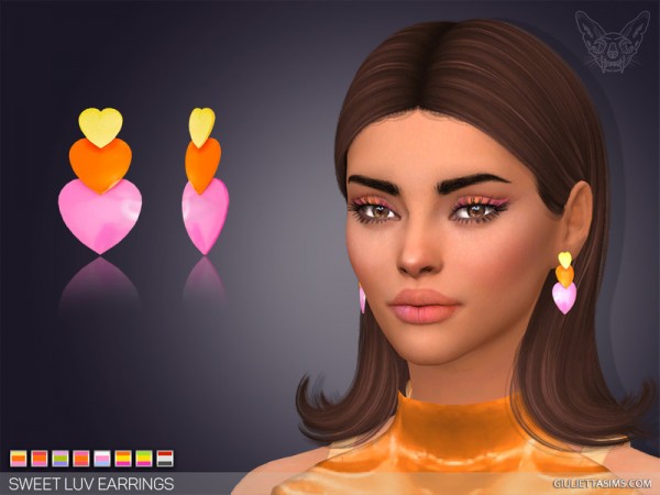  The Sims Resource: Sweet Luv Earrings by feyona