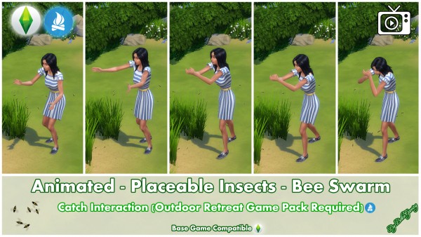  Mod The Sims: Animated   Placeable Insects   Bee Swarm by Bakie