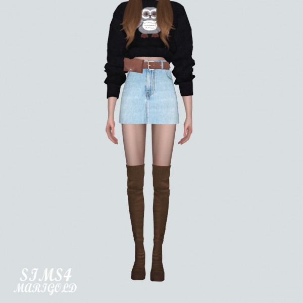  SIMS4 Marigold: Mini Skirt With Waist Bag Belt H V