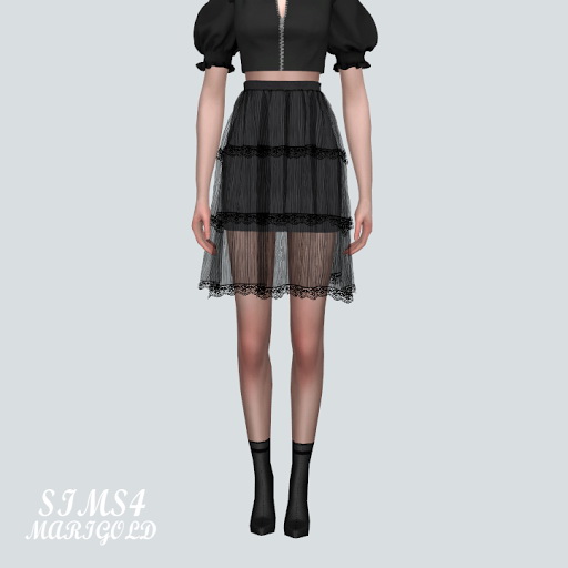  SIMS4 Marigold: Lace Tiered Sha Midi Skirt