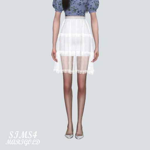  SIMS4 Marigold: Lace Tiered Sha Midi Skirt