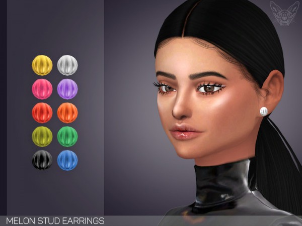  The Sims Resource: Melon Stud Earrings by feyona