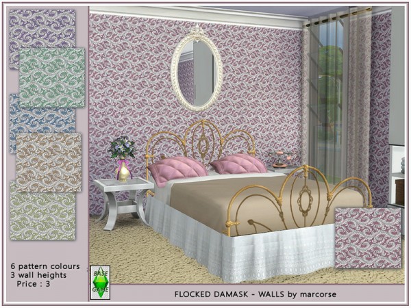  The Sims Resource: Flocked Damask Walls by marcorse