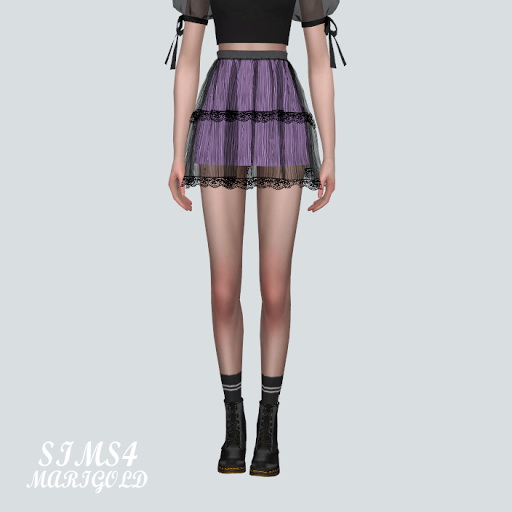  SIMS4 Marigold: Lace Tiered Sha Mini Skirt