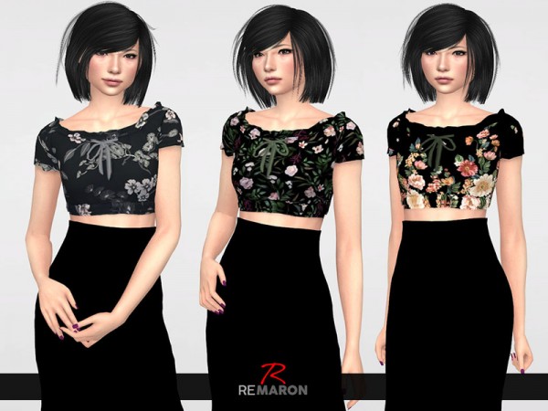  The Sims Resource: Flower Blouse for Women 01 by remaron