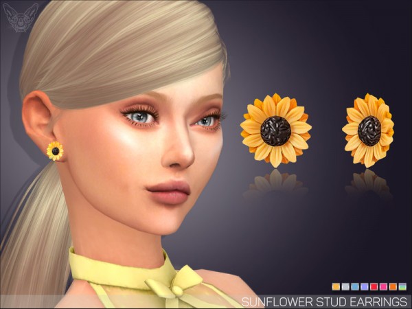  The Sims Resource: Sunflower Stud Earrings by feyona