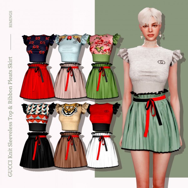  Rimings: Knit Sleveless Top Ribbon Skirt
