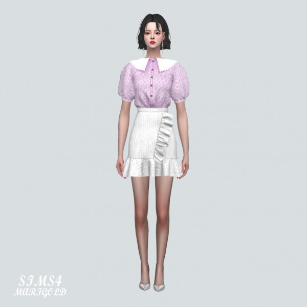  SIMS4 Marigold: ZZ Blouse With Frill Mini Skirt