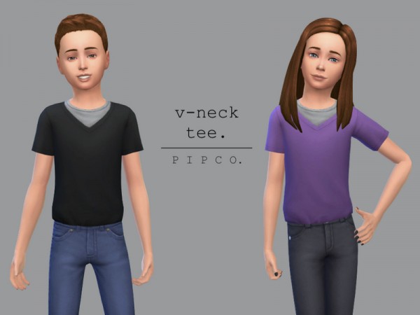 The Sims Resource: V neck tee by Pipco