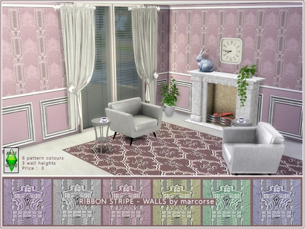  The Sims Resource: Ribbon Stripe   Walls by marcorse