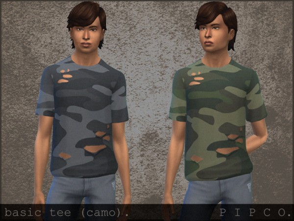  The Sims Resource: Basic tee camo by Pipco