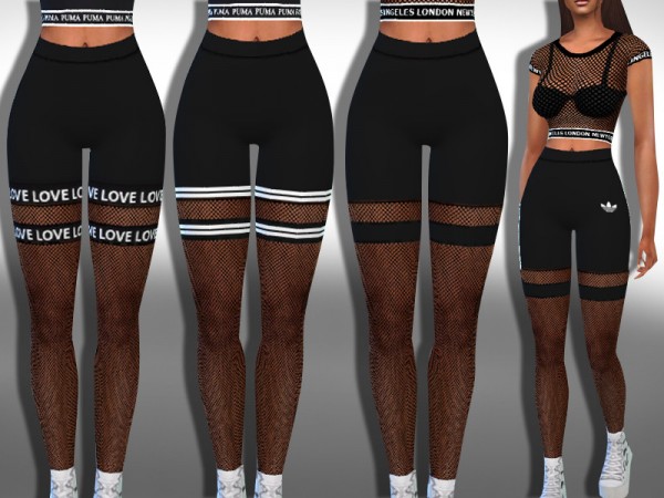  The Sims Resource: Athletic Fishnet Leggings Mix by Saliwa