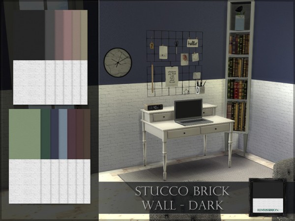  The Sims Resource: Stucco Brick Wall   Dark by RemusSirion