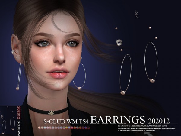  The Sims Resource: WM Earrings 202012 by S Club