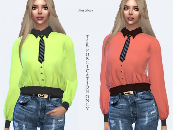  The Sims Resource: Womens blouse with a tie by Sims House