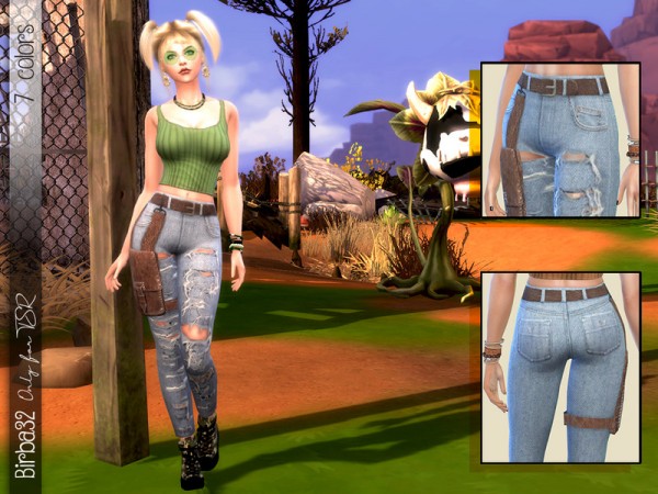  The Sims Resource: Post Apocalyptic Jeans with Bag by Birba32