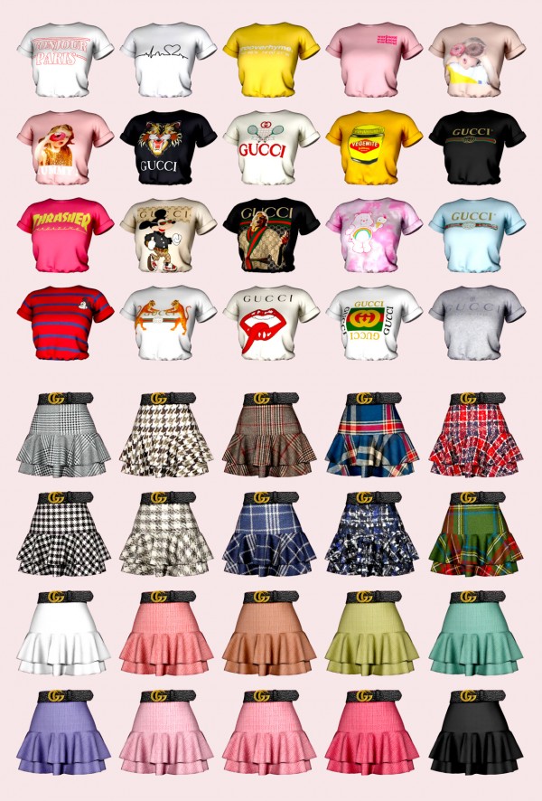  Rimings: Short Sleeved T Shirt and Bellt Frill Skirt