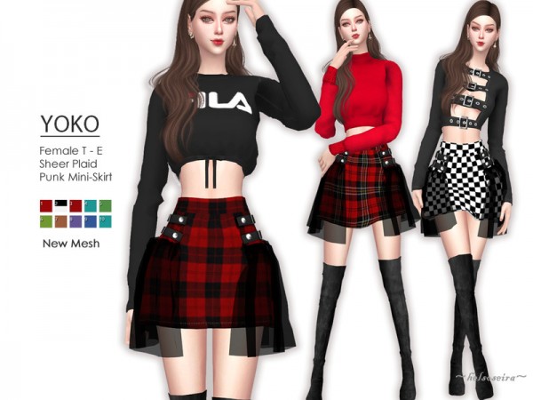  The Sims Resource: YOKO   Punk Plaid Skirt by Helsoseira