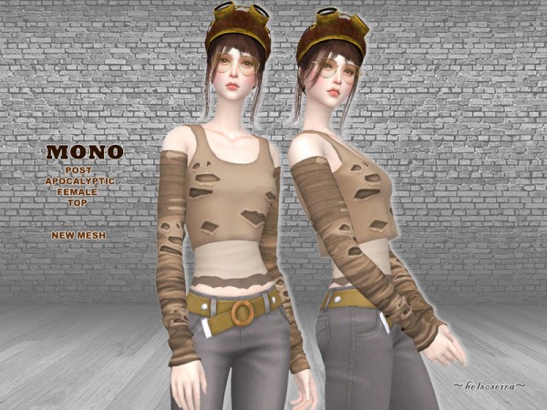  The Sims Resource: MONO   Post Apocalyptic Top by Helsoseira
