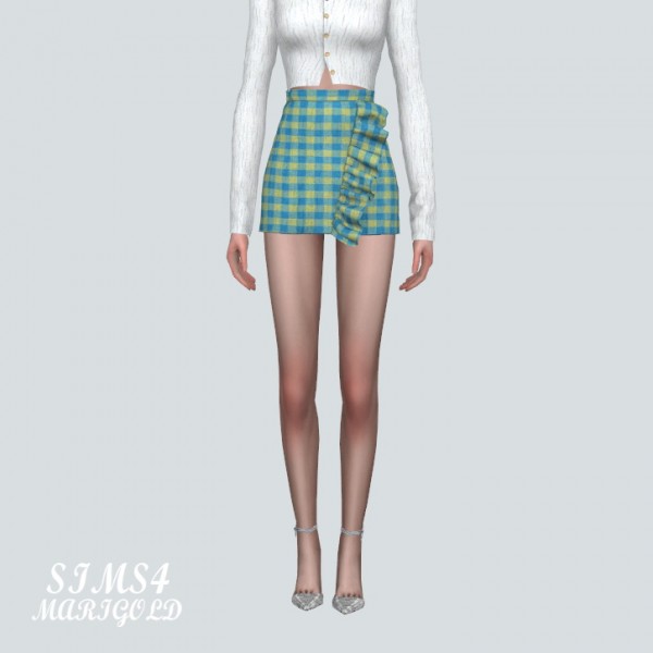 SIMS4 Marigold: ZZ Frill Plaid Mini Skirt
