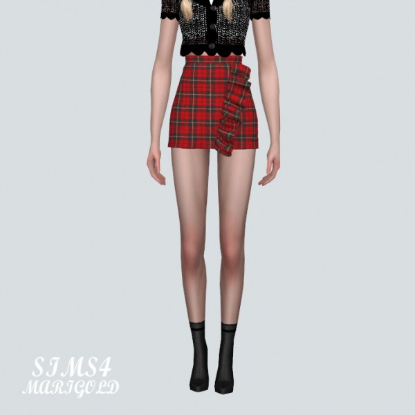  SIMS4 Marigold: ZZ Frill Plaid Mini Skirt